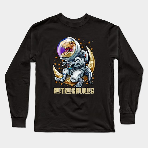 T-Rex Dinosaur Astronaut Long Sleeve T-Shirt by BDAZ